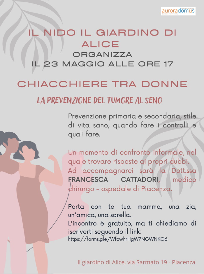 Al "Giardino di Alice" di Piacenza: Chiacchiere tra donne, la prevenzione del tumore al seno